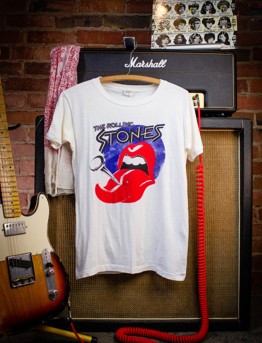 Vintage Rolling Stones Tongue Tack Concert T Shirt 70s White Small