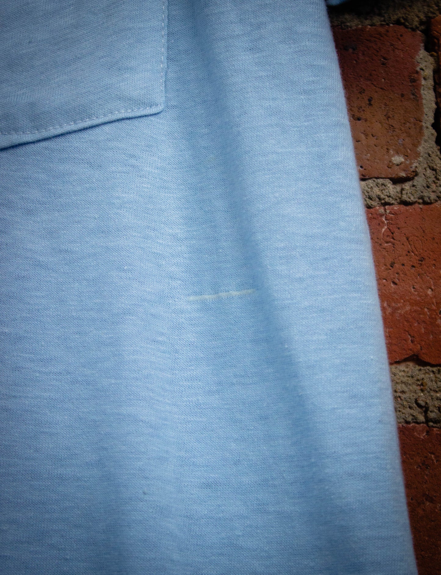 Vintage Rolling Stones World Tour Concert Pocket T Shirt Light Blue Medium