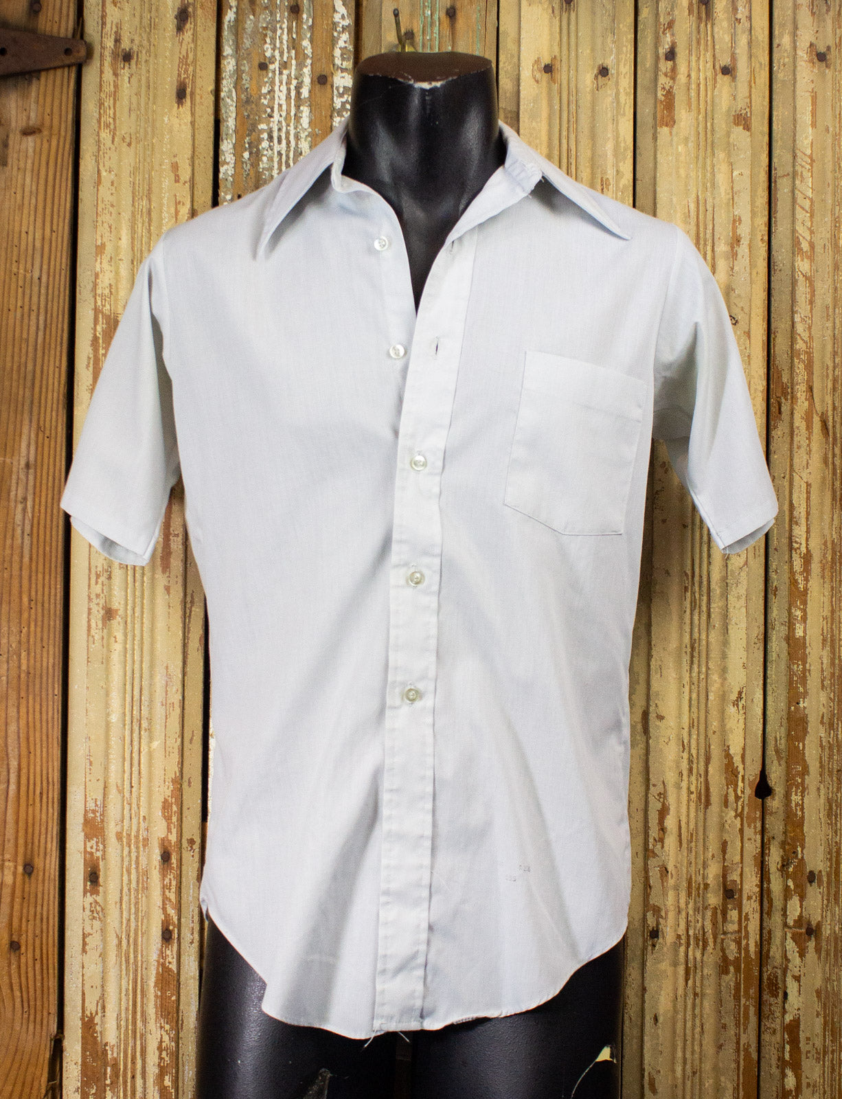 mens vintage dress shirts Vintage Royal Knight Light Gray Button Up Shirt 70s Medium
