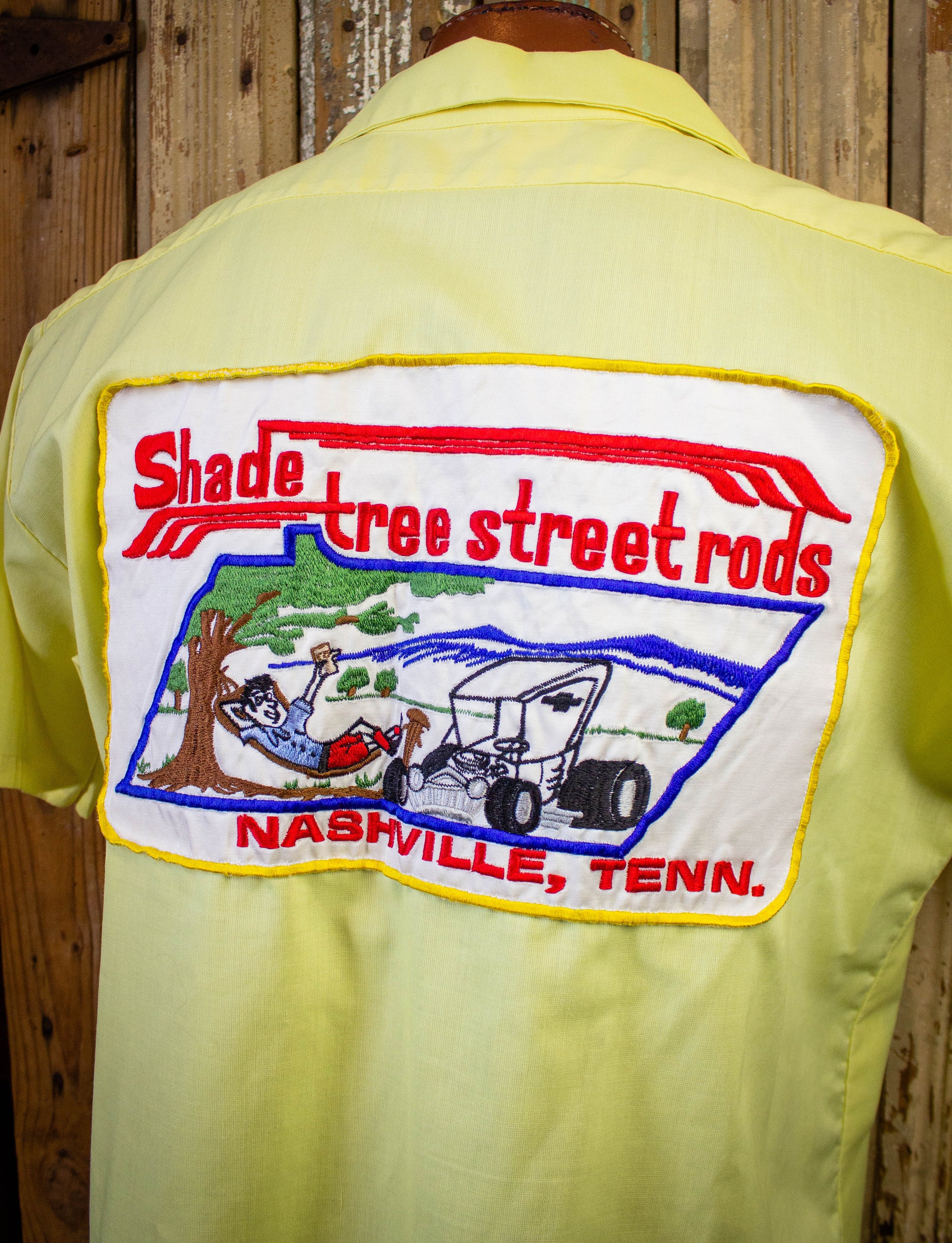 Vintage Shade Tree Street Rods Button Up Shirt Yellow XL
