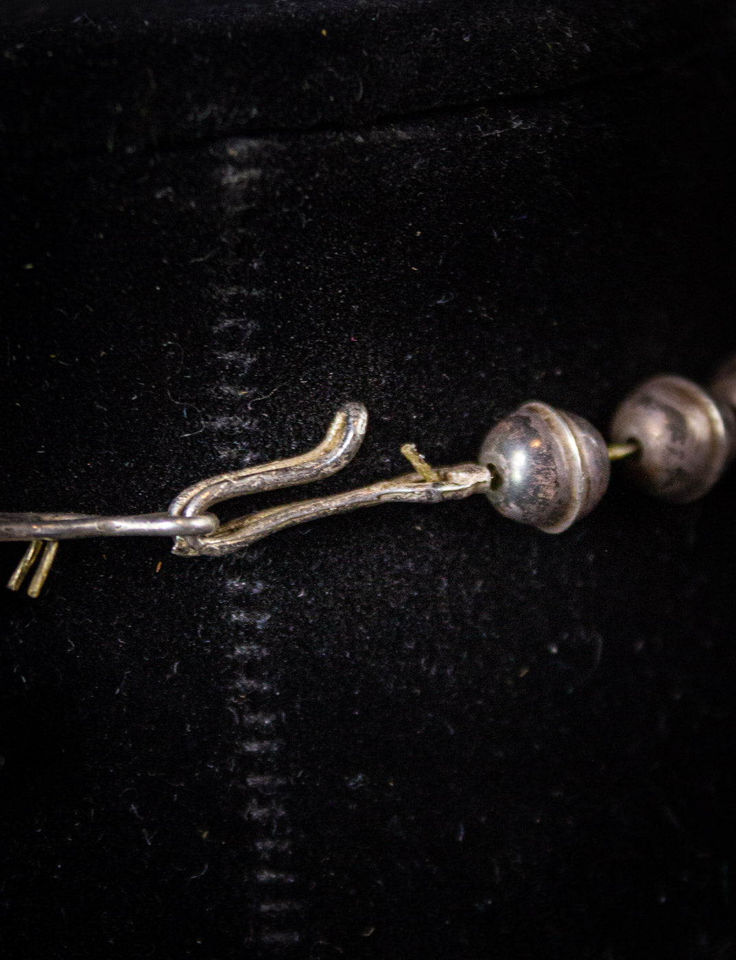 Vintage Turquoise Sterling Silver Double Bead Squash Blossom Necklace 70s