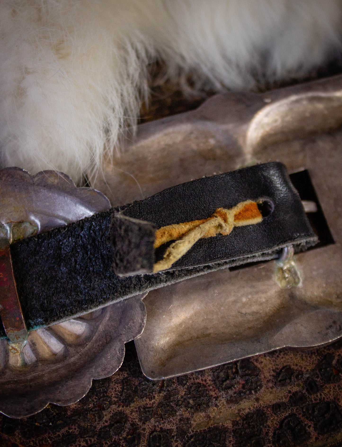 Vintage Sterling Silver Turquoise Concho Black Leather Belt
