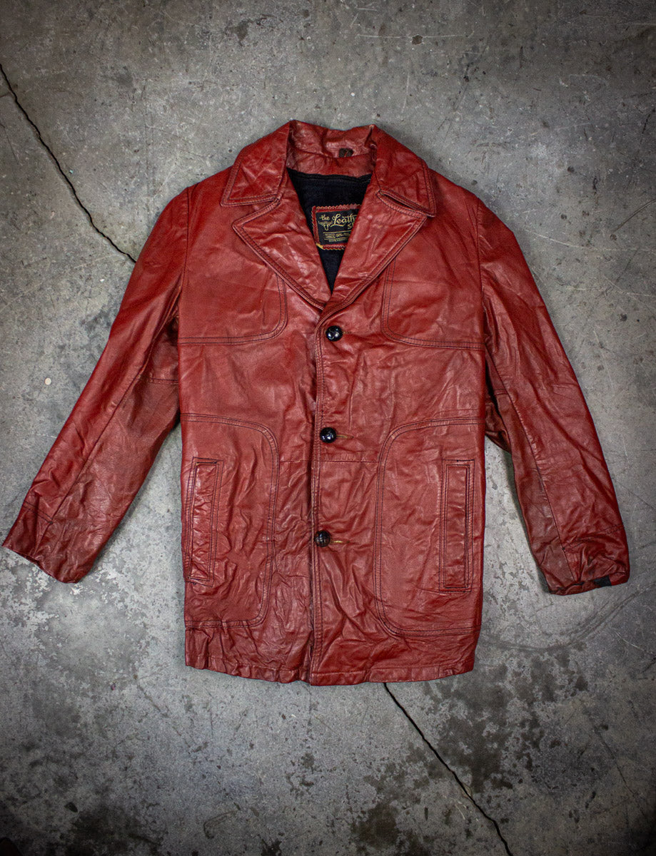 Vintage Sears Leather Shop Red Leather Blazer 70s Small – Black