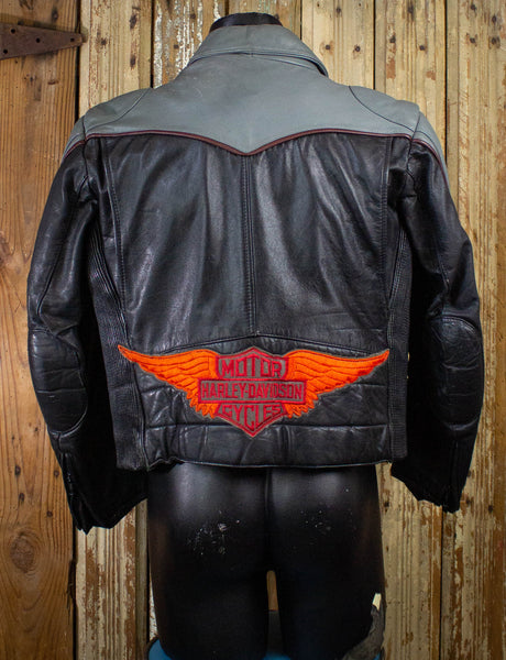 Vintage Tour Lion Harley Davidson Leather Biker Jacket 90s Black