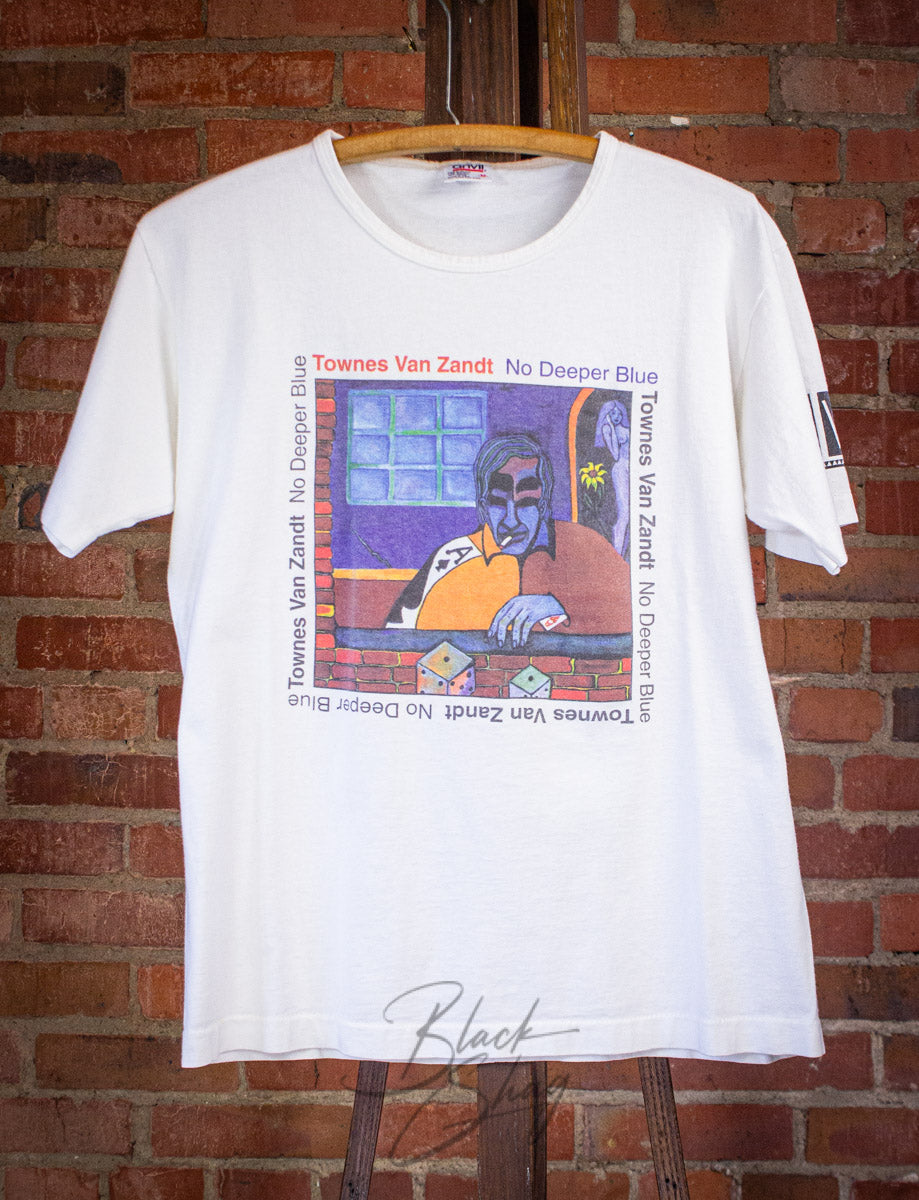 Vintage Townes Van Zandt No Deeper Blue Concert T Shirt 90s White