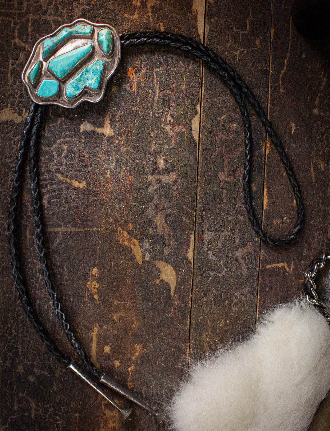 Vintage Sterling Silver Turquoise Bolo Tie