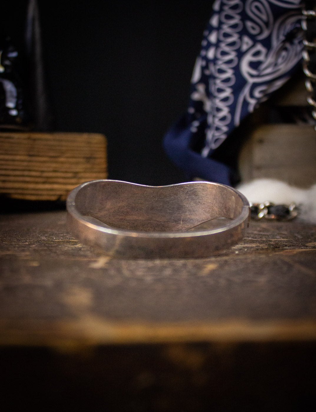 Vintage Turquoise and Onyx Sterling Silver Bracelet