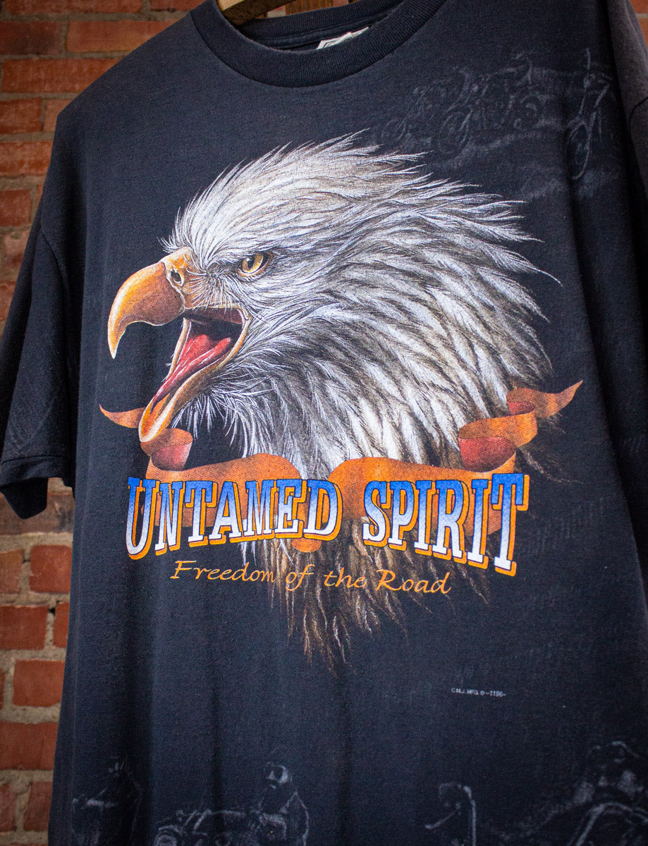 Vintage Untamed Spirit Motorcycle Graphic T Shirt 90s Black XL