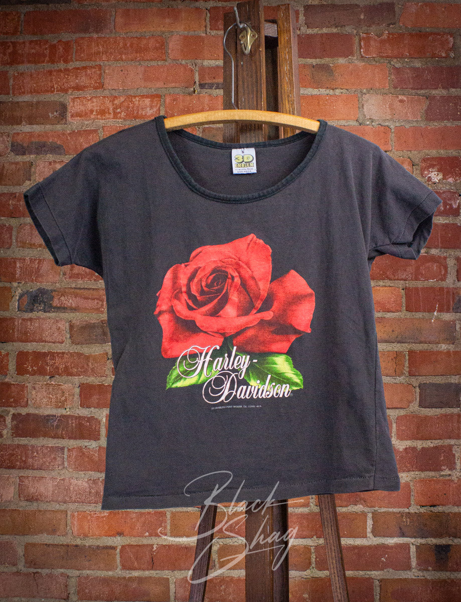 70's 80's HARLEYDAVIDSON スカル ローズ 薔薇 Tシャツ Vintage Women's Harley Davidson Rose Graphic T Shirt 1991 Small