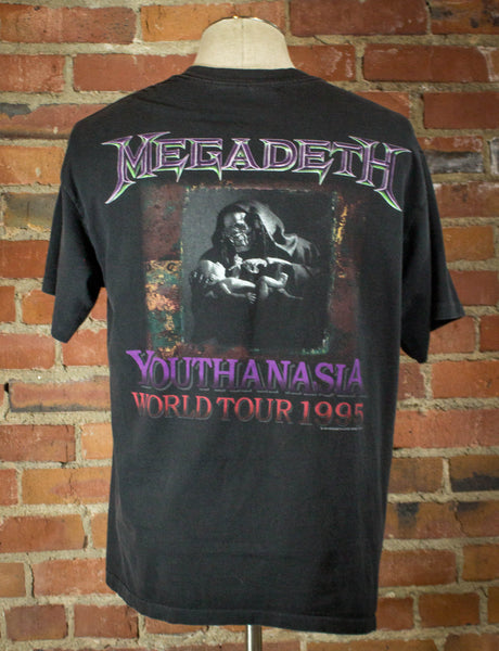 Vintage 1995 Megadeth Youthanasia World Tour Black Concert T Shirt