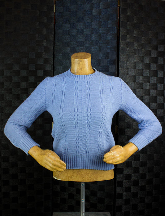 Vintage 70's Women's Baby Blue Crewneck Sweater Small By Rosanna
