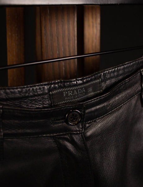 Prada Black Flared Leather Pants 26x29 – Black Shag Vintage