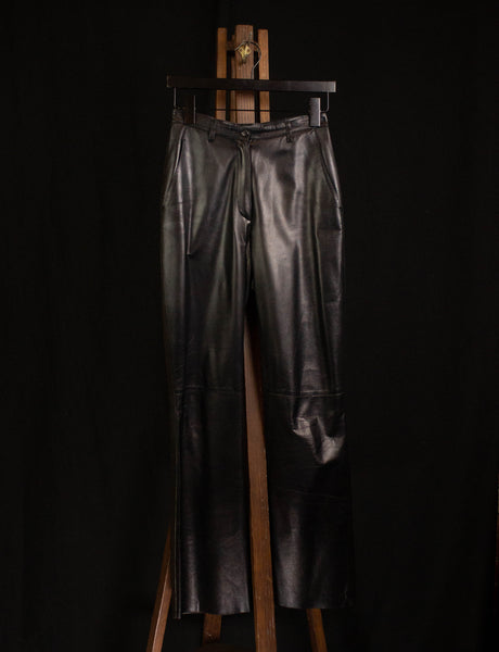 Prada Black Flared Leather Pants 26x29 – Black Shag Vintage