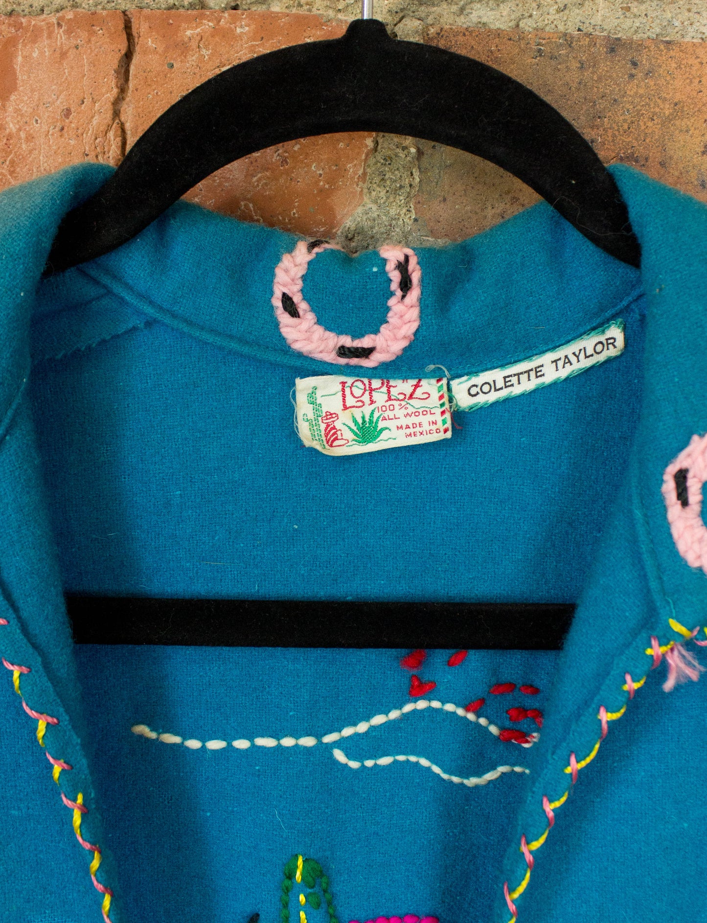 Vintage 70s Lopez Mexican Wool Embroidered Souvenir Jacket Women's Size XS-Small