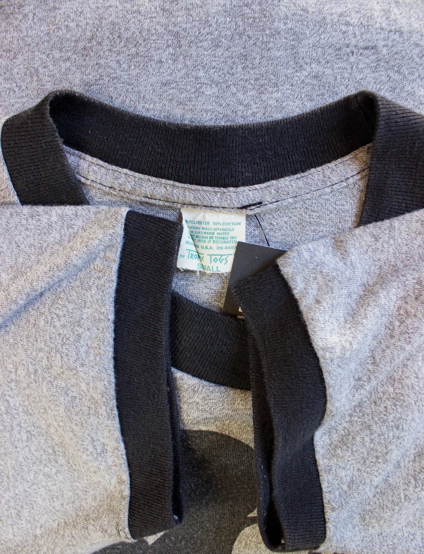 Vintage Mickey Mouse Graphic T Shirt 70s Grey Ringer XS