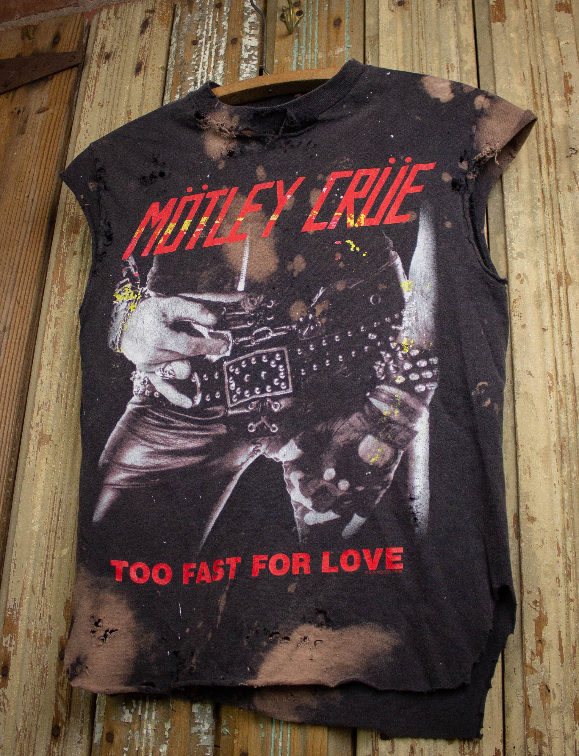Vintage Motley Crue Too Fast For Love Cutoff Concert T Shirt 2001 by Dead End Career Club Black Small
