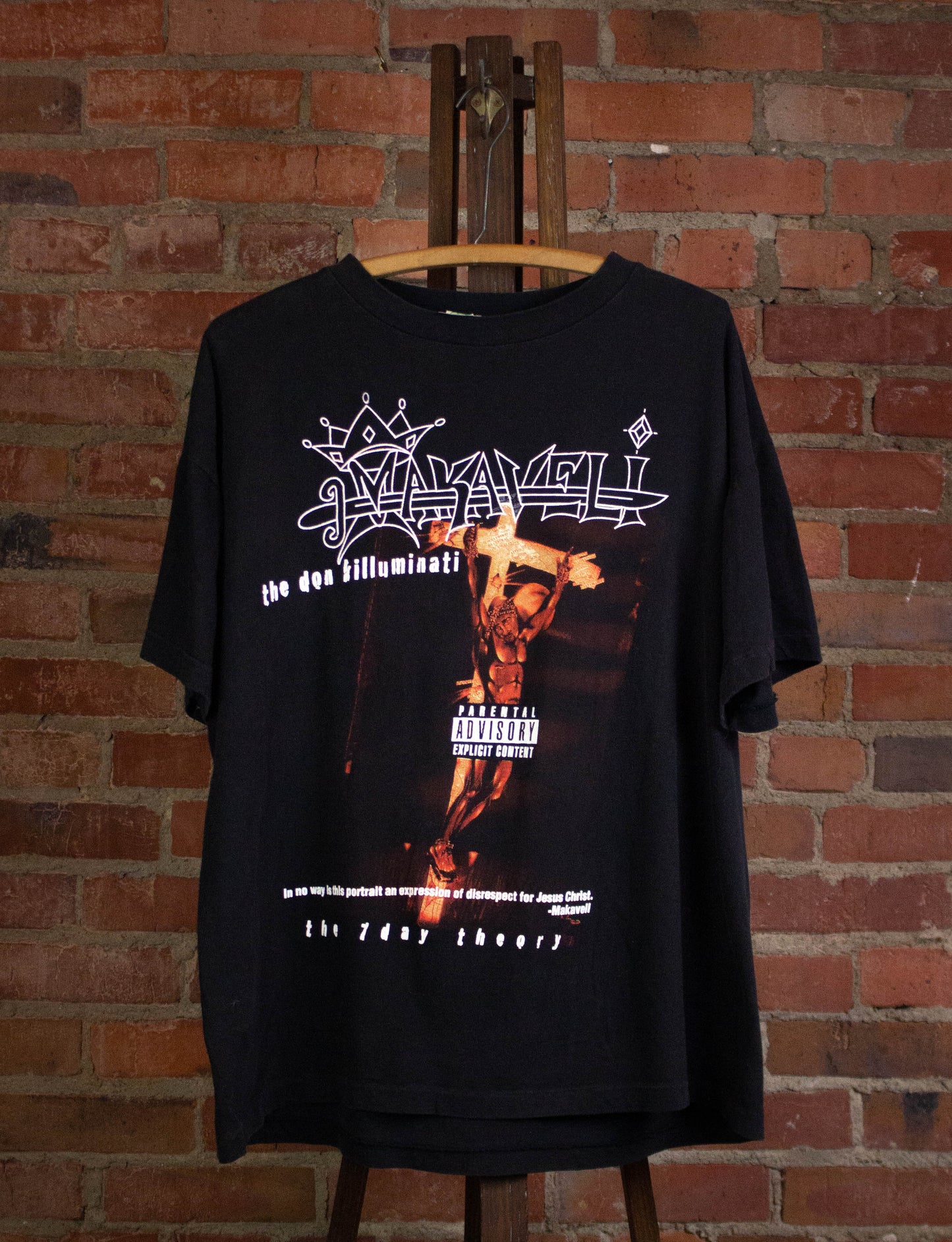 Vintage 2pac 90s Makaveli RIP Rap Tee Tribute Shirt Black 2XL