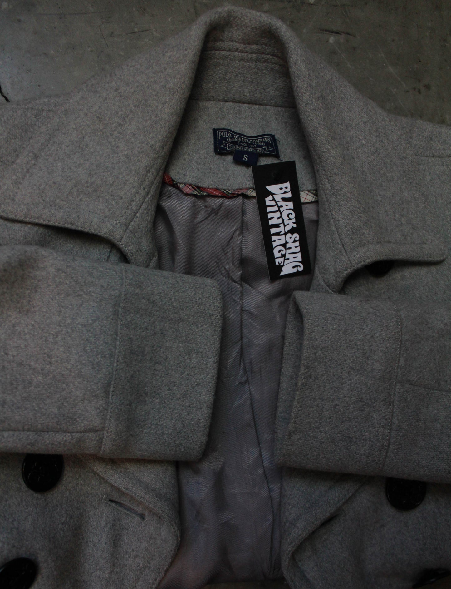 Women's Vintage 90's Ralph Lauren Polo Peacoat Wool Grey Small