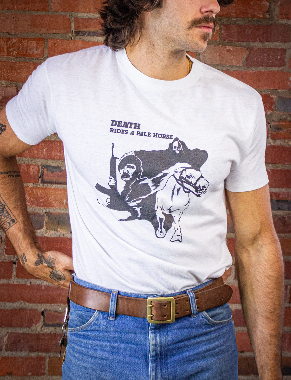 Vintage Death Rides A Pale Horse Graphic T Shirt L