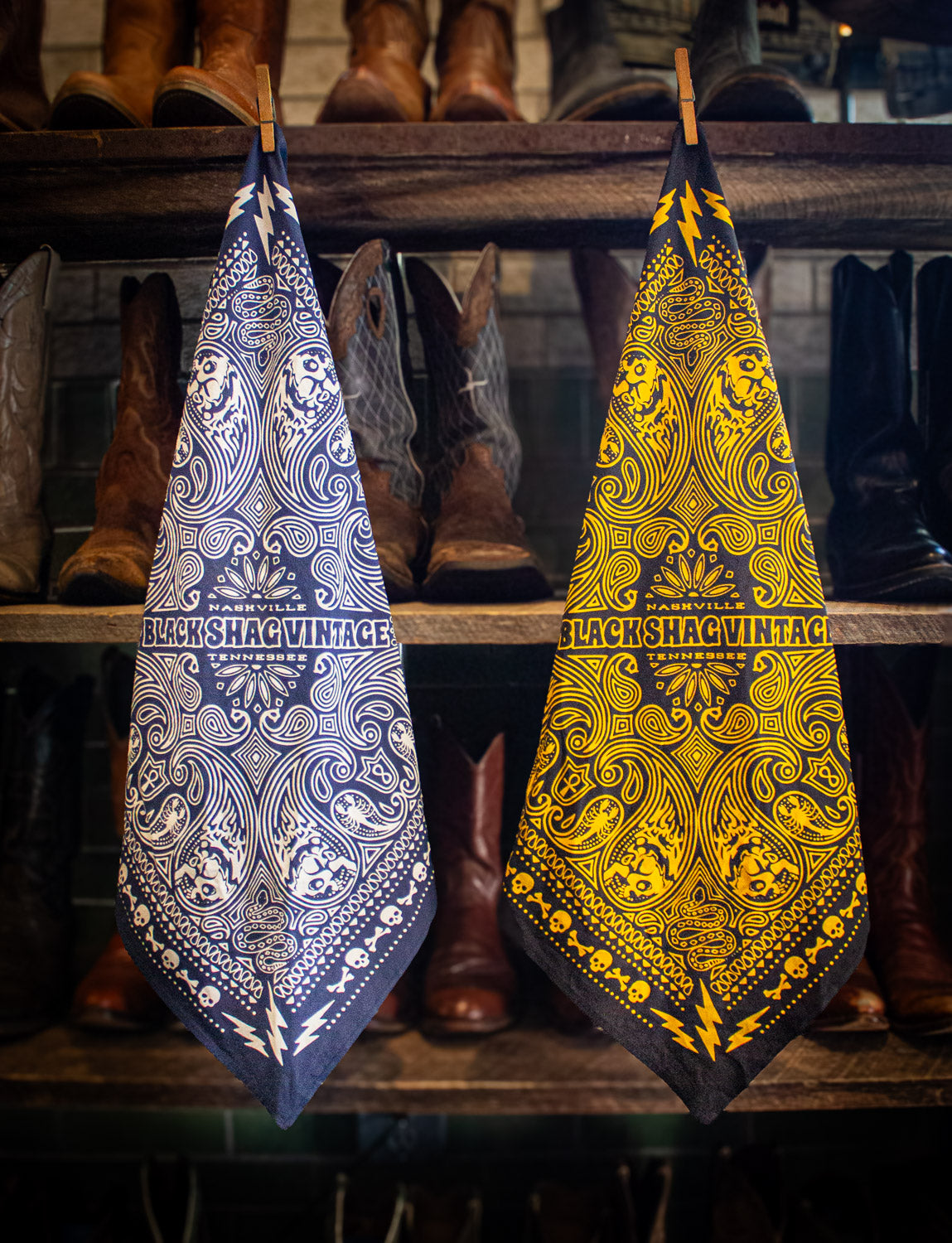 Black Shag Vintage Selvedge Bandanas