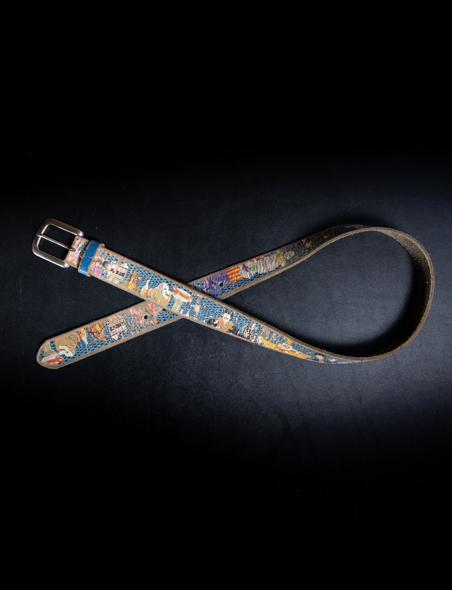 Custom Beatles Yellow Submarine Leather Belt Size 33.5