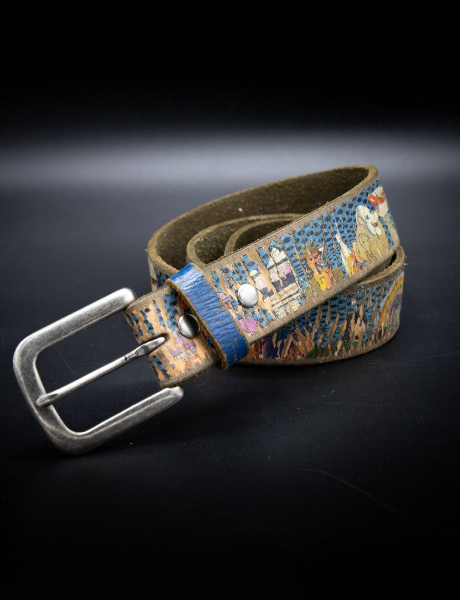 Custom Beatles Yellow Submarine Leather Belt Size 33.5