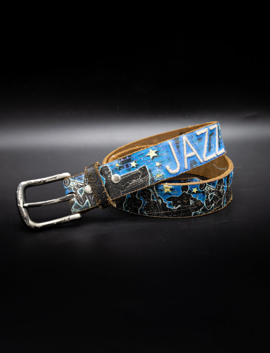 Custom "Jazz" Leather Belt Size 33