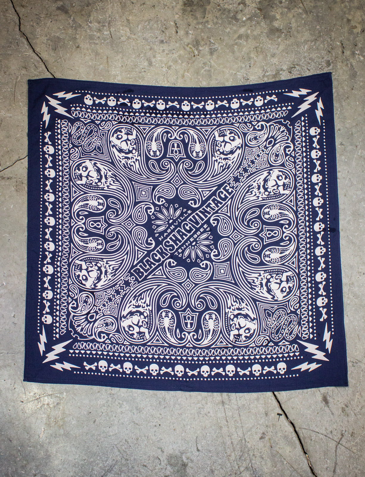 Black Shag Vintage Bandana Blue/White