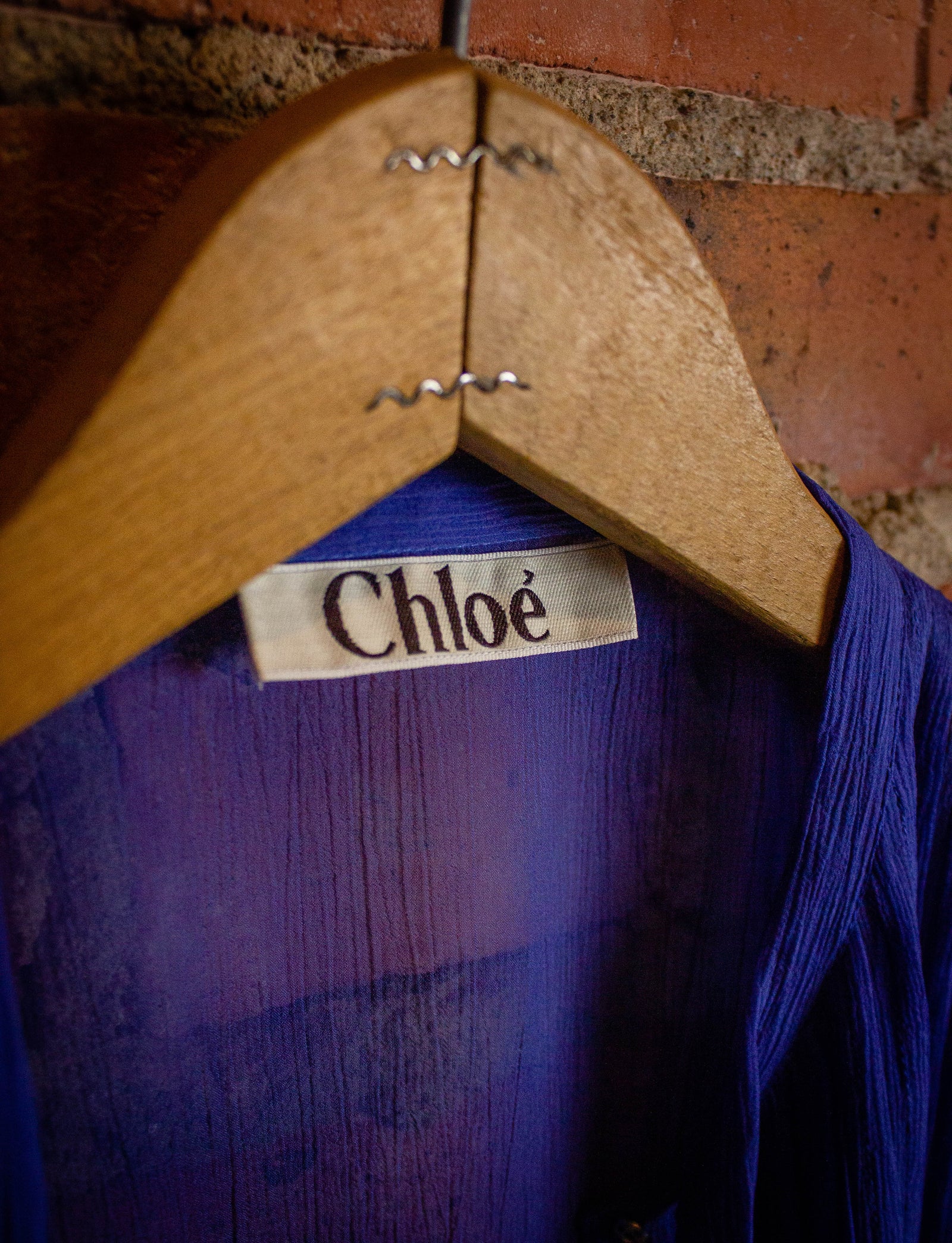 Chloe Blue Sheer Silk Blouse Small