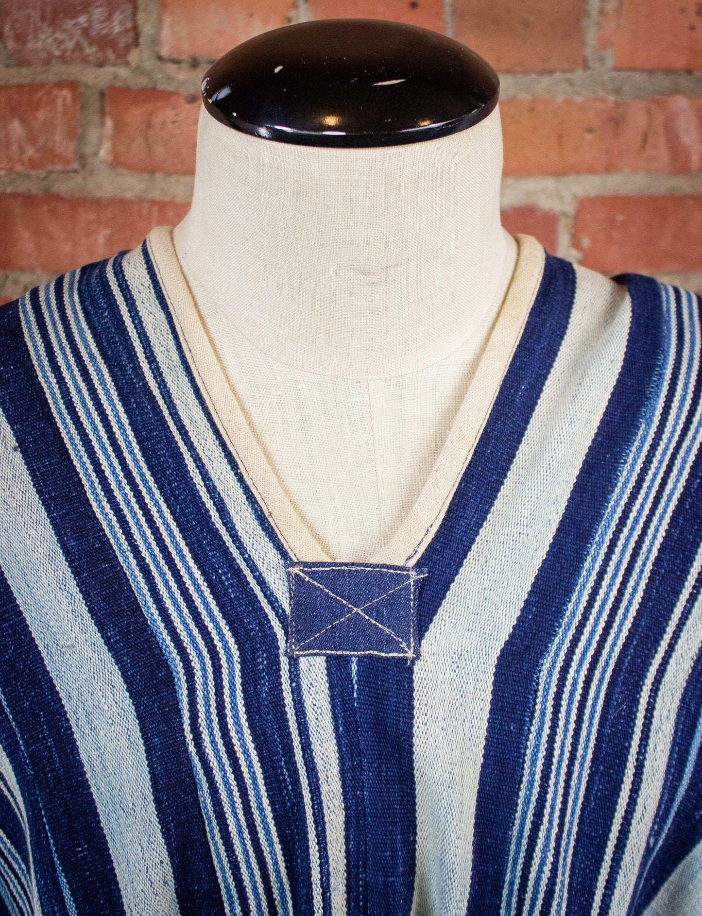 Custom African Indigo Mud Cloth Poncho #4