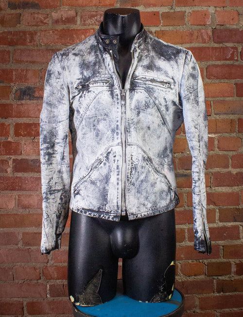 No Human is Supreme Leather Cafe Racer Jacket by Dead End Career Club White Small