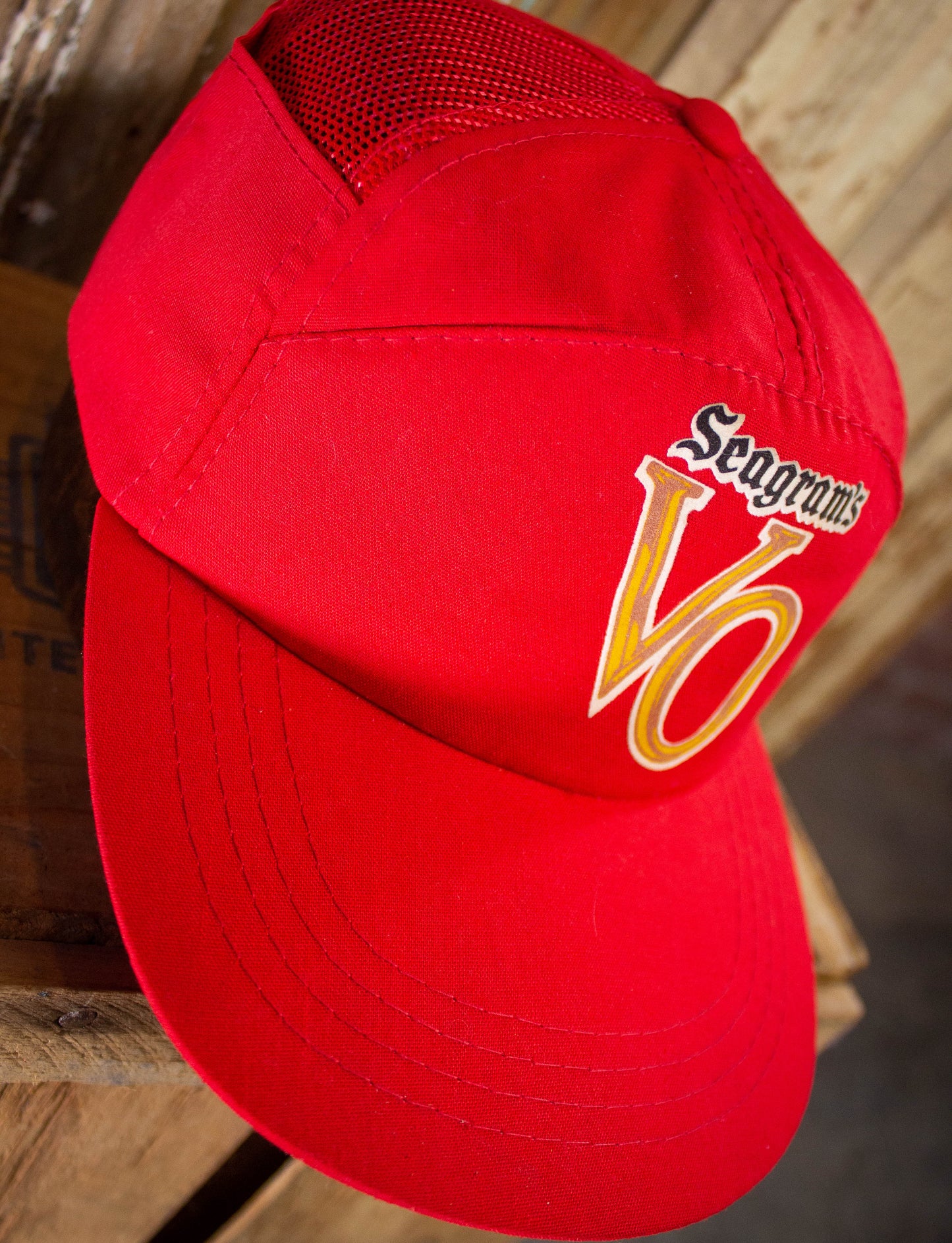 Vintage 90s Seagermans Canadian Whiskey Red Trucker Hat