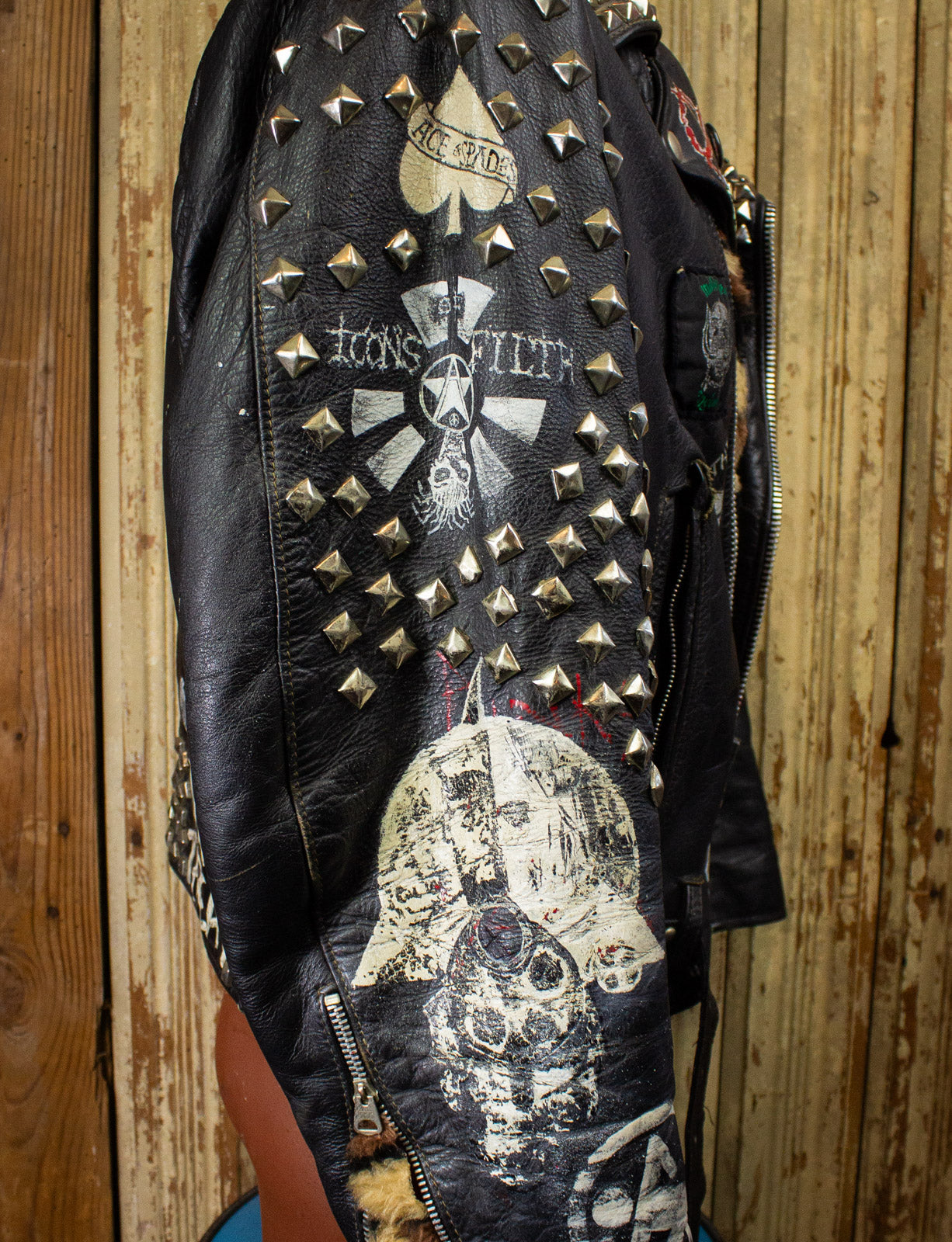 Vintage Excelled Studded Leather Biker Jacket 70s XL