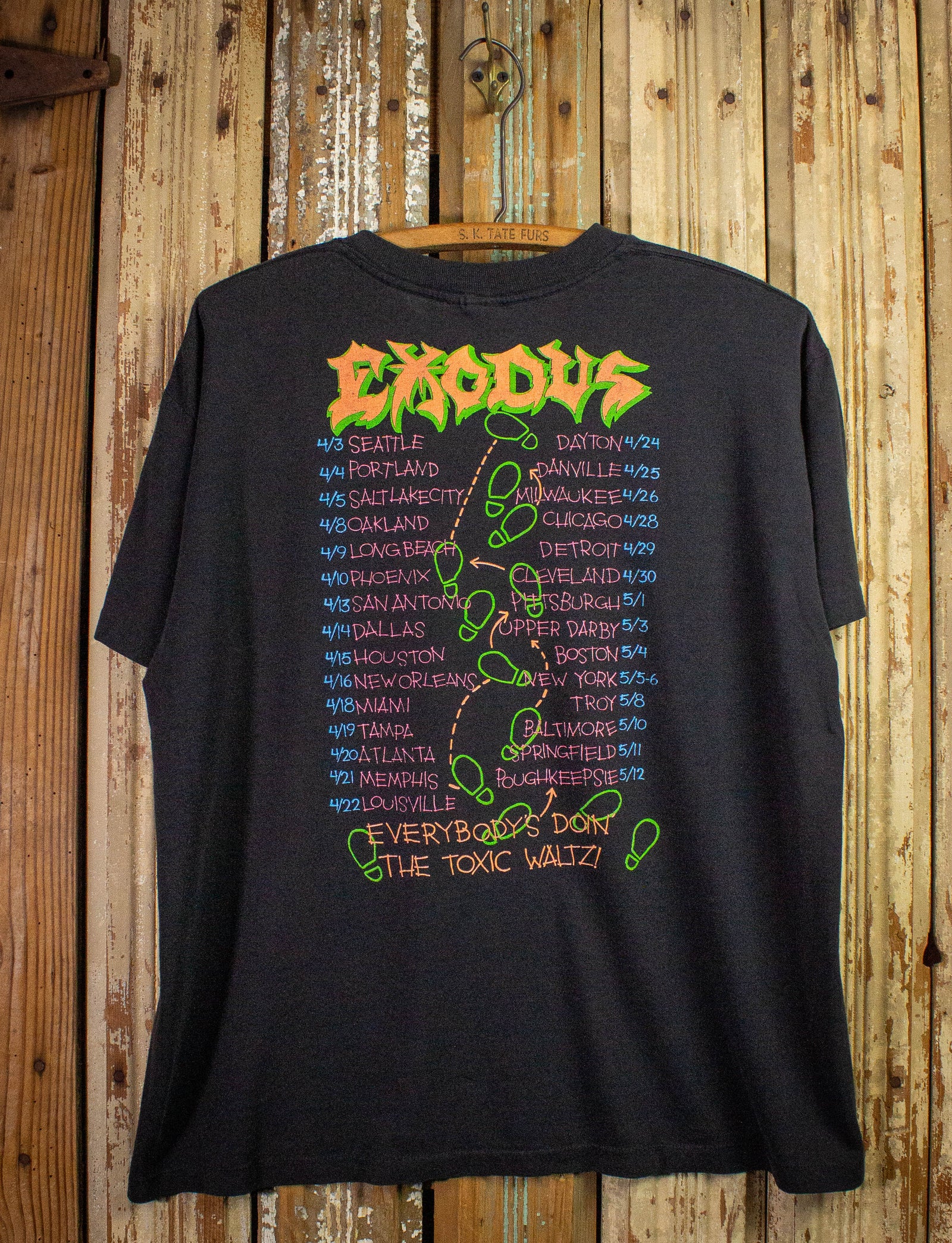 Vintag Exodus Toxic Waltz Concert T Shirt 1989 Black Large