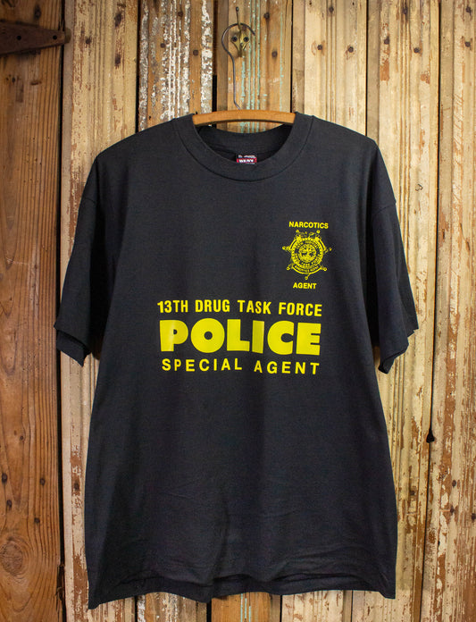 Vintage 13th Drug Task Enforcement Graphic T Shirt 90s Black XL