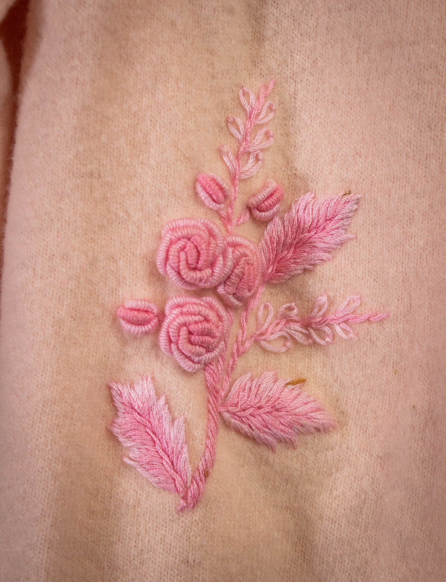 Vintage 40s Pink Rose Cardigan Small