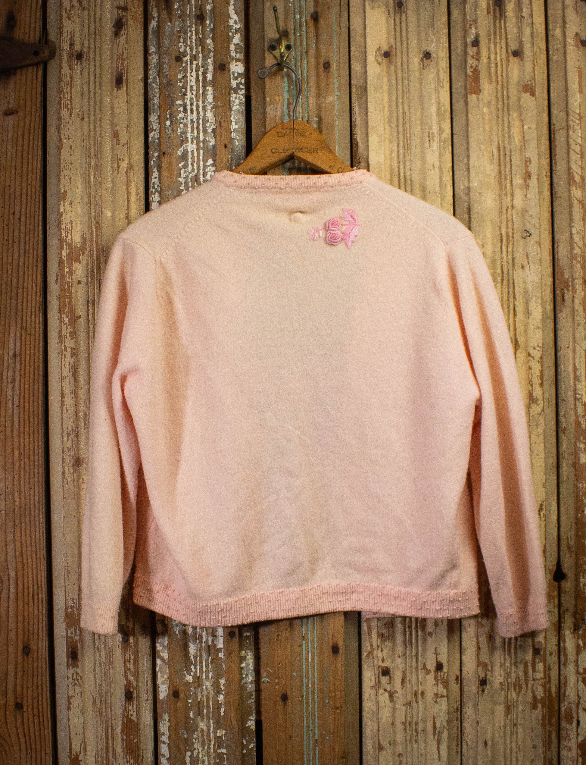 Vintage 40s Pink Rose Cardigan Small