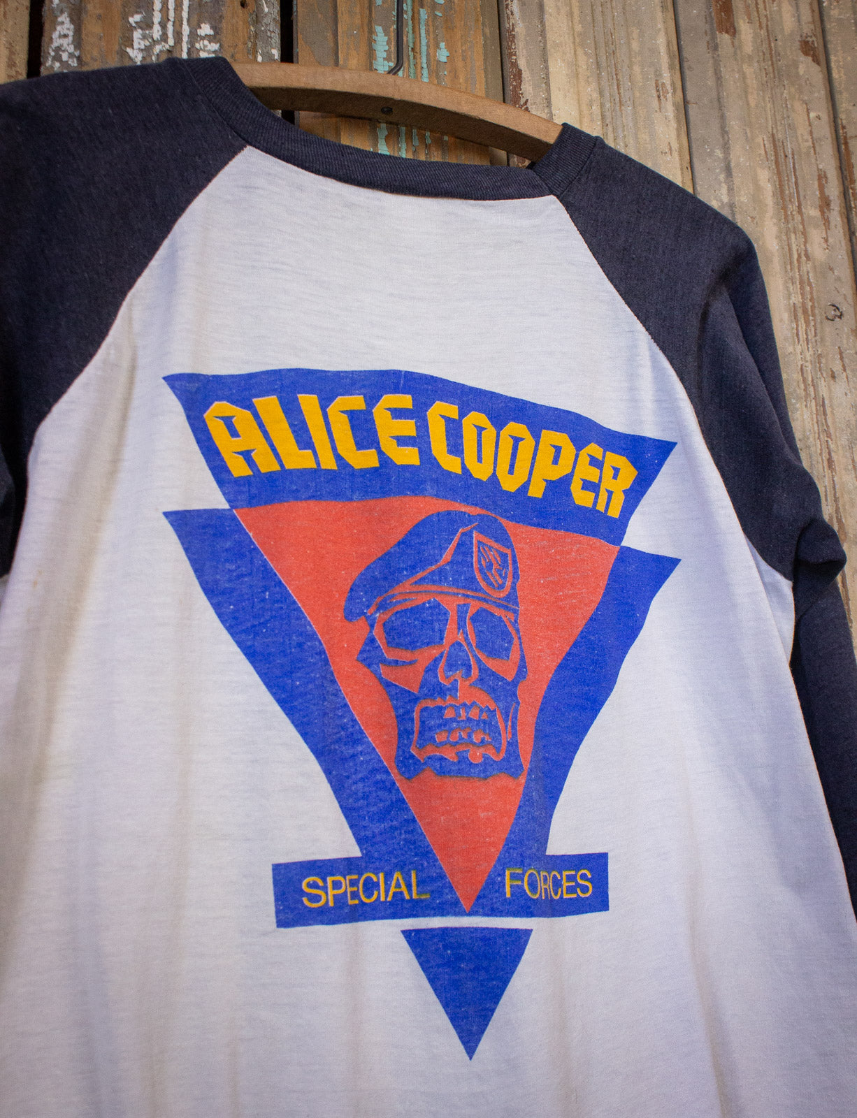 Vintage 1981 Alice Cooper Special Forces Raglan Black White Large