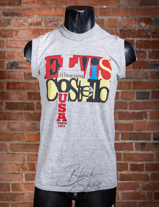 Vintage 1983 Elvis Costello Clocking In Across America Concert Muscle T Shirt Medium