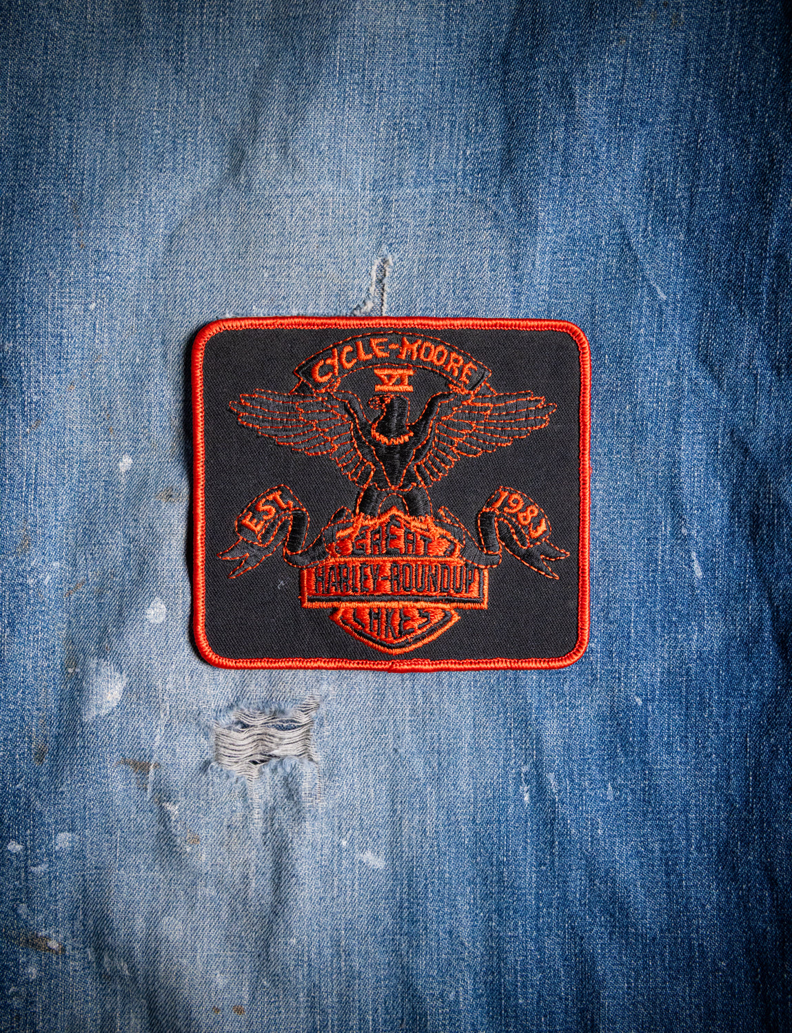 Vintage 1983 Cycle-Moore Harley Roundup Patch