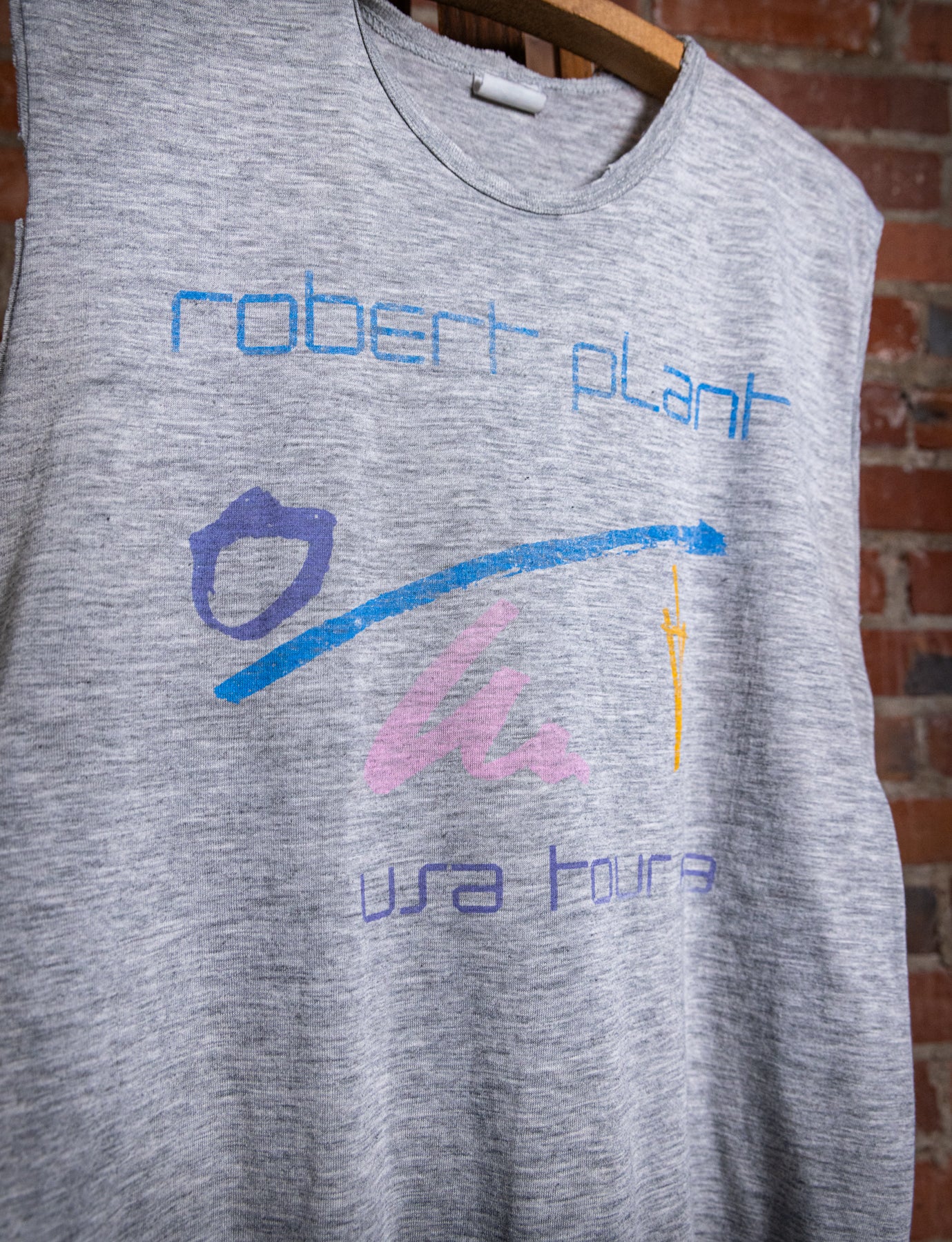 Vintage 1983 Robert Plant USA Tour Cut Off Concert T Shirt Small
