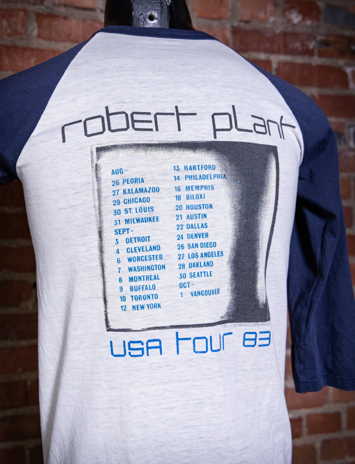 Vintage 1983 Robert Plant USA Tour Raglan Concert T Shirt Small