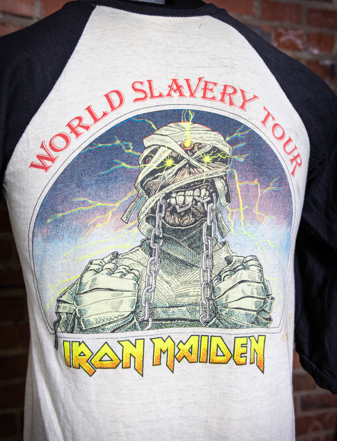 Vintage 1984 Iron Maiden World Slavery Tour Raglan Concert T Shirt Small