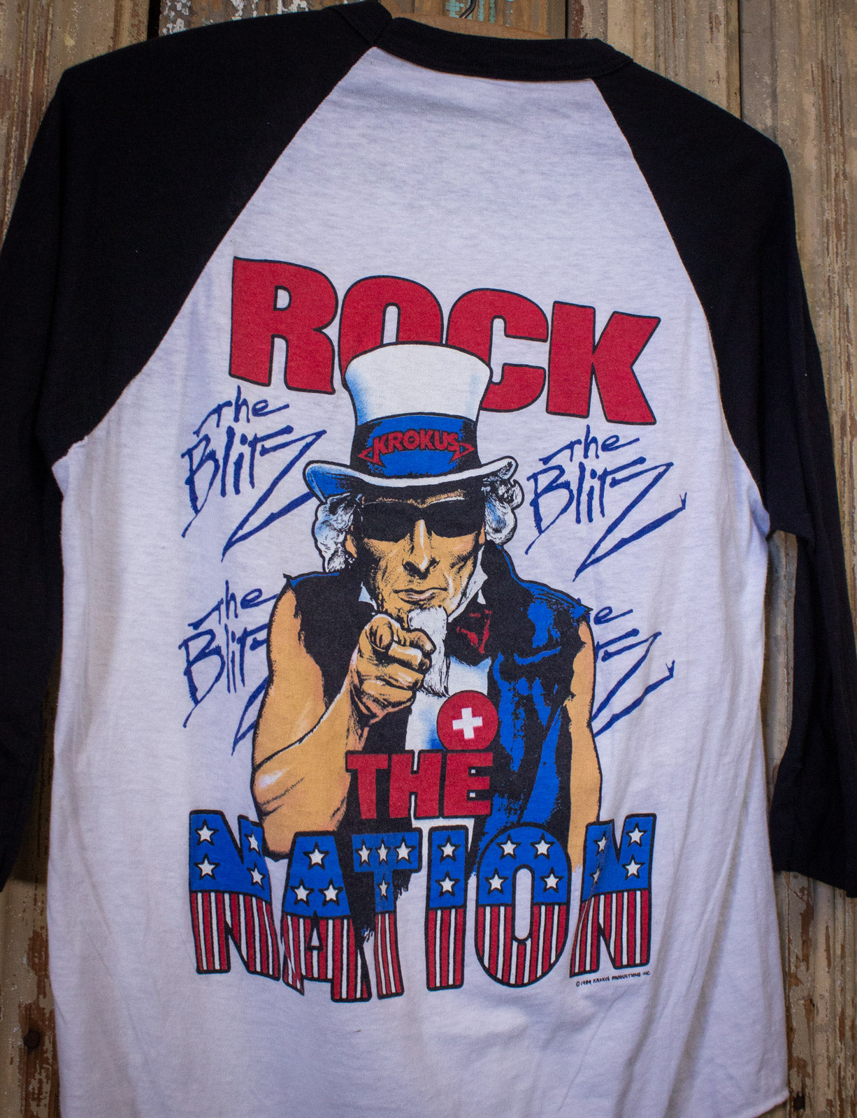 Vintage 1984 Krokus Rock The Nation Raglan Concert T Shirt Large