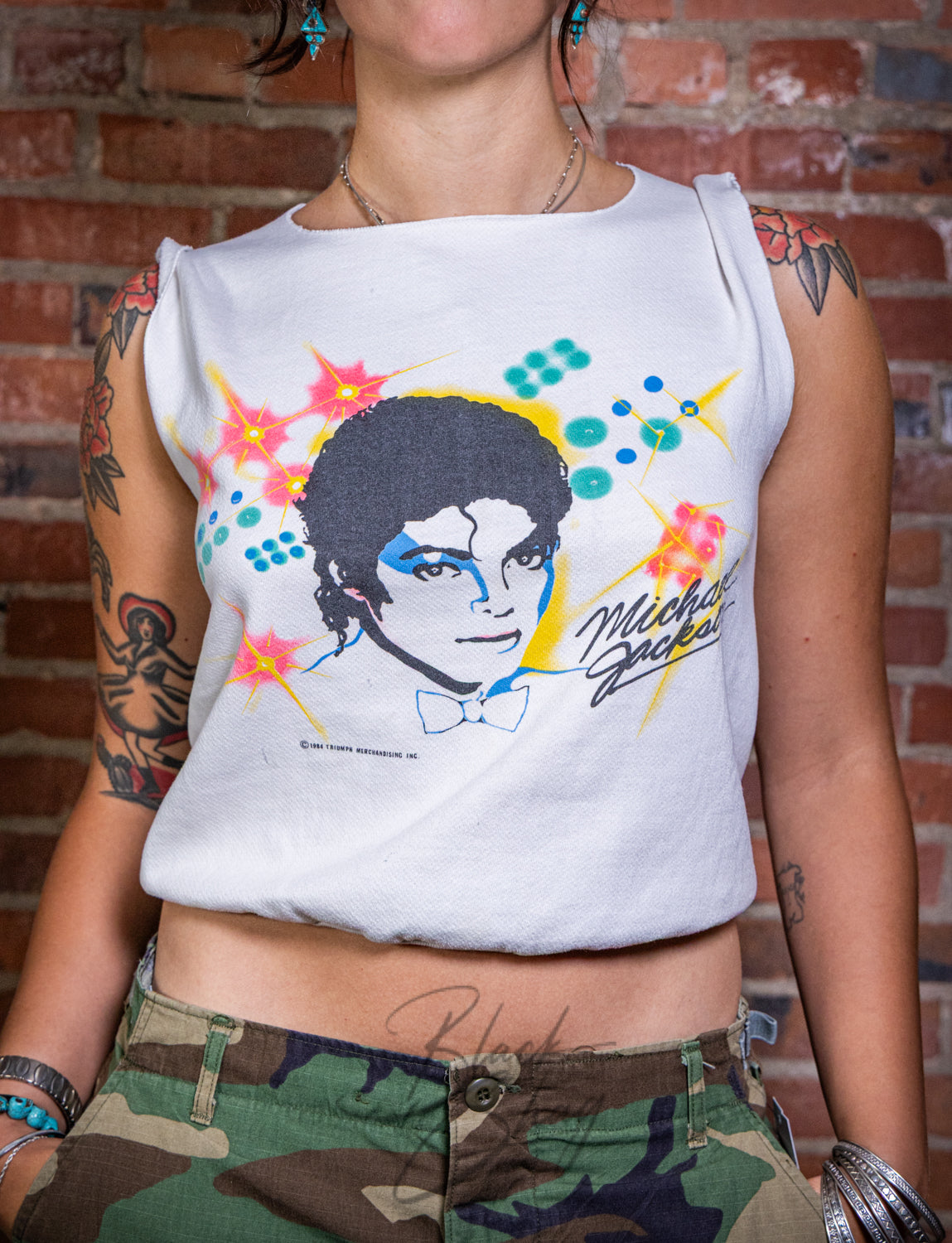 Vintage 1984 Michael Jackson Victory Tour Cut Off Concert Sweatshirt Small