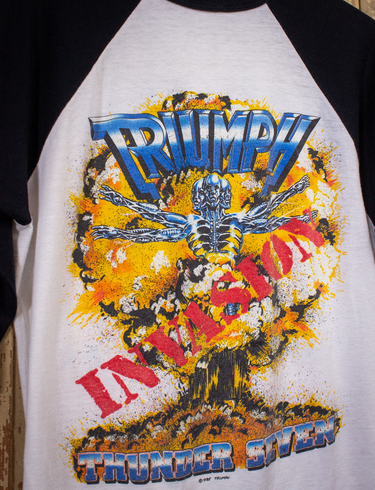 Vintage Triumph Rocks Texas Thunder Seven Invasion Raglan Concert T Shirt  1984 Medium