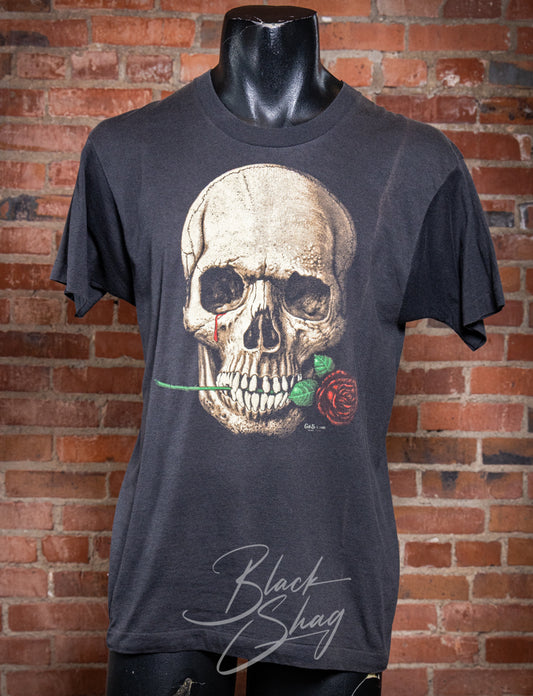 Vintage 1988 G&S Skull and Rose Graphic T Shirt Medium Front