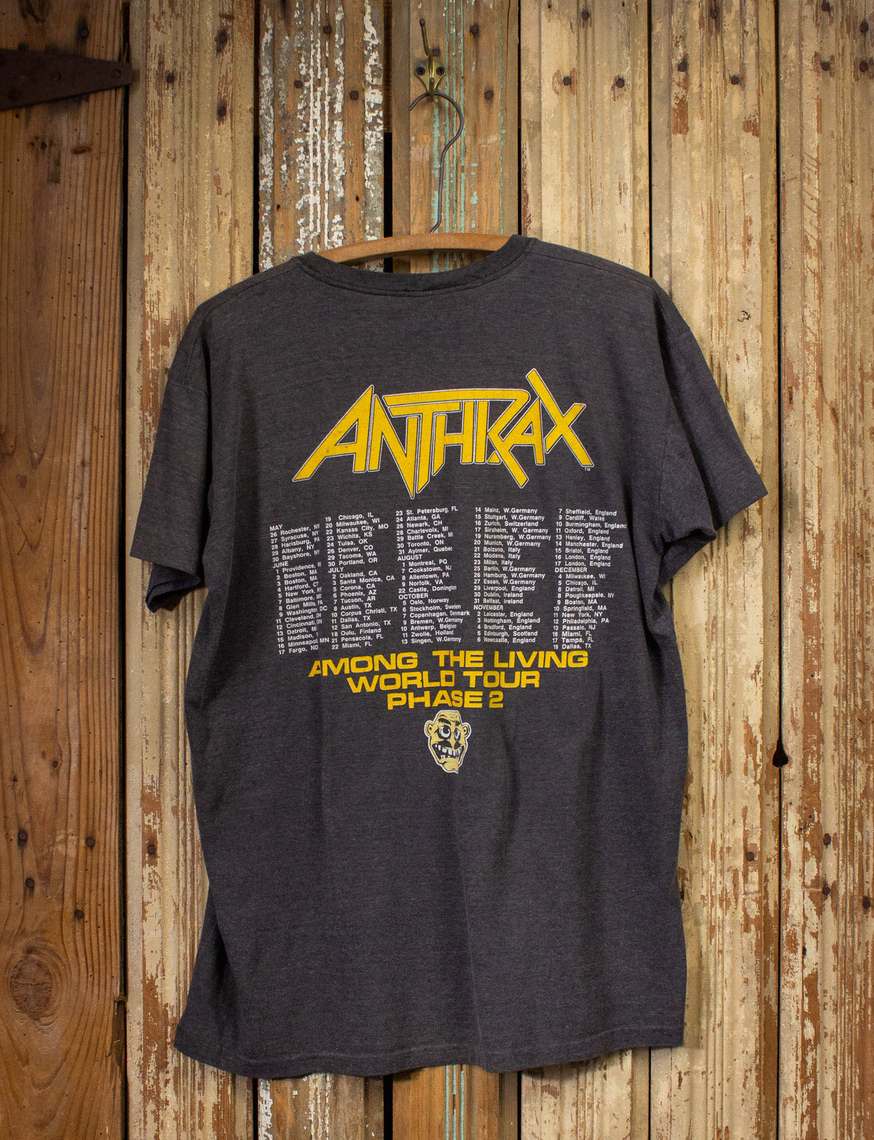 Vintage Anthrax Among The Living Concert T Shirt 1987 Grey XL
