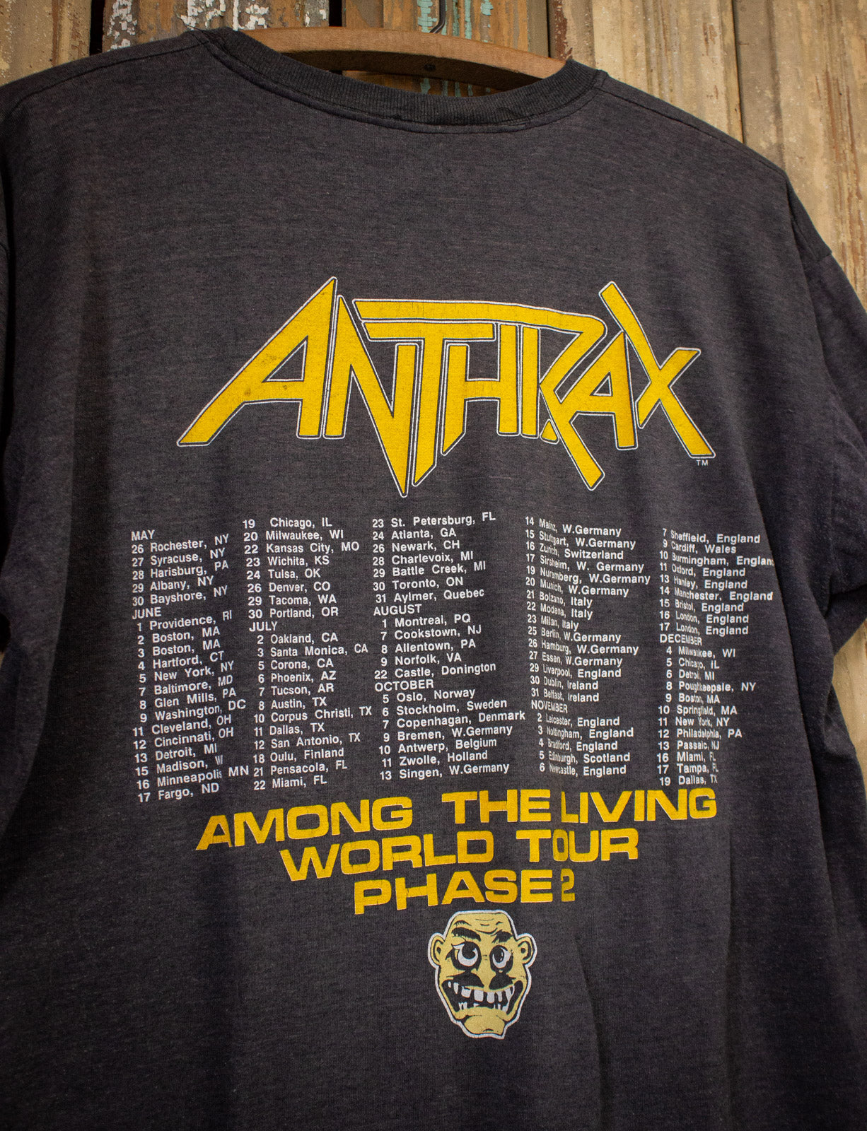 Vintage Anthrax Among The Living Concert T Shirt 1987 Grey XL