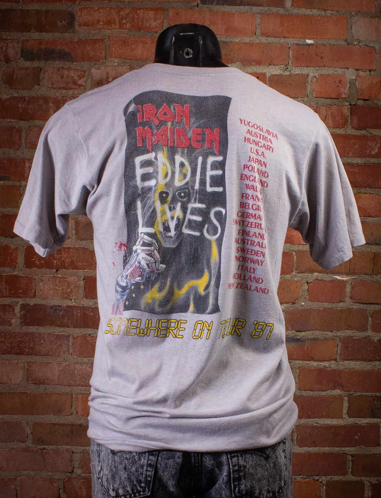 Vintage Iron Maiden Somewhere On Tour Eddie Lives Concert T Shirt 1987 Medium